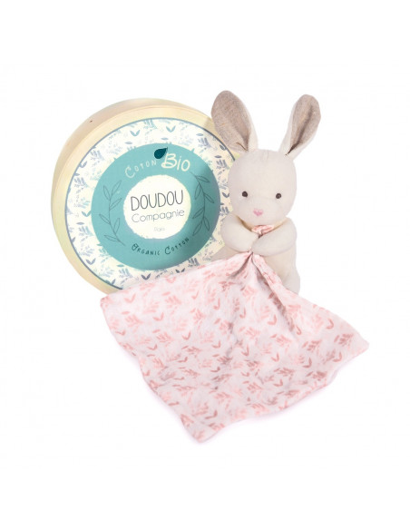 DOUDOU BOTANIC BIO - LAPIN AVEC DOUDOU ROSE PM 15CM