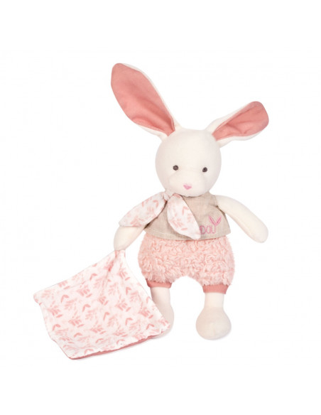 DOUDOU BOTANIC BIO - LAPIN AVEC DOUDOU ROSE MM 22CM