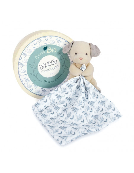 DOUDOU BOTANIC BIO - CHIEN AVEC DOUDOU BLEU PM 15CM