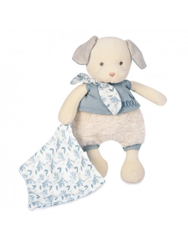 DOUDOU BOTANIC BIO - CHIEN AVEC DOUDOU BLEU MM 22CM