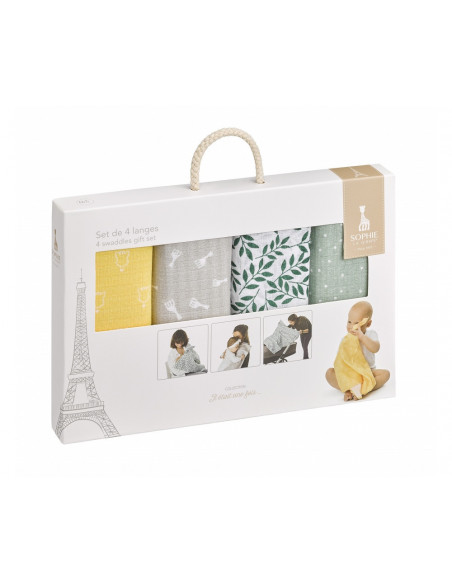 SOPHIE LA GIRAFE - SET DE 4 LANGES COLOR