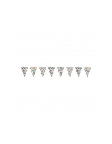 Guirlande fanions fleurs et or 3m
