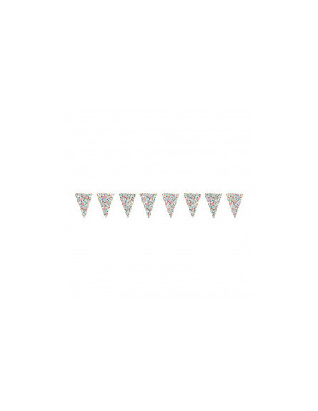 Guirlande fanions fleurs et or 3m