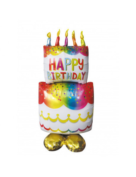 Ballon mylar birthday cake multicolore