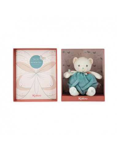 Peluche ourson plume bulle d'amour vert - 23 cm