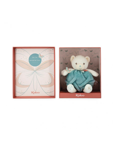 Peluche ourson plume bulle d'amour vert - 23 cm