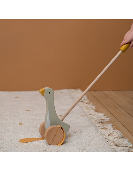 Jouet a pousser en bois - oie little goose