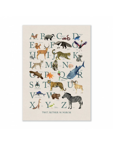 Affiche abecedaire 50x70cm tout autour du monde -moulin roty