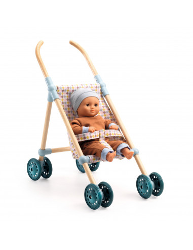 Poussette bois little cubes - 44 cm - pomea djeco