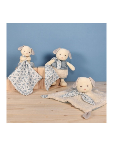 Doudou chien bleu