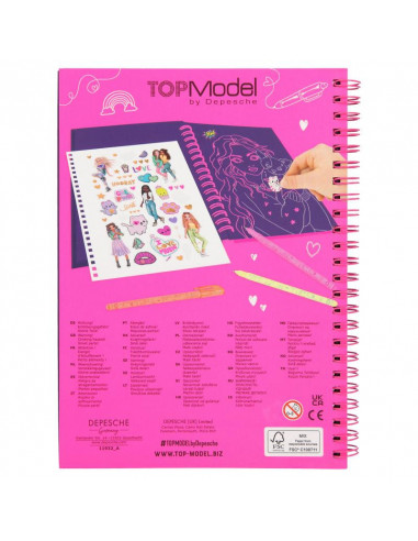 TOPMODEL ALBUM A COLORIER DOODLE AVEC SET STYLOS FLUOS