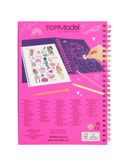 TOPMODEL ALBUM A COLORIER DOODLE AVEC SET STYLOS FLUOS