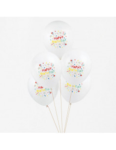 Ballons de baudruche : 5 ballons tatoues happy birthday