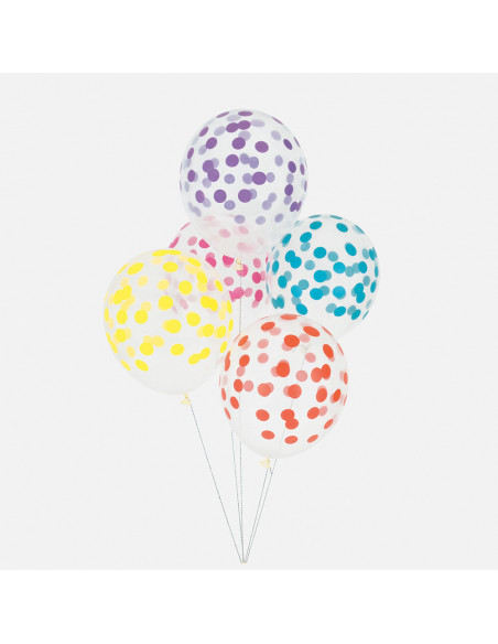 Ballons de baudruche : 5 ballons confettis multicolores