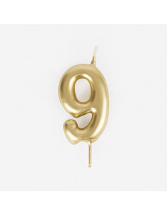 Bougie anniversaire - bougie chiffre dore - 9
