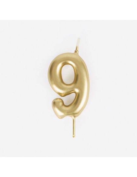 Bougie anniversaire - bougie chiffre dore - 9
