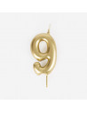 Bougie anniversaire - bougie chiffre dore - 9