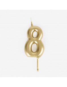 Bougie anniversaire - bougie chiffre dore - 8