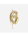 Bougie anniversaire - bougie chiffre dore - 6