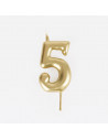 Bougie anniversaire - bougie chiffre dore - 5