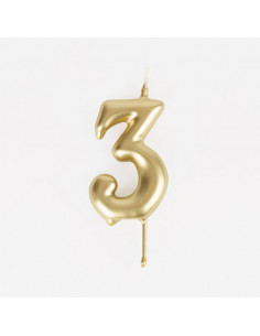 Bougie anniversaire - bougie chiffre dore - 3