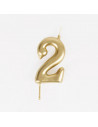 Bougie anniversaire - bougie chiffre dore - 2