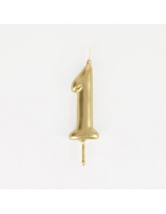 Bougie anniversaire - bougie chiffre dore - 1