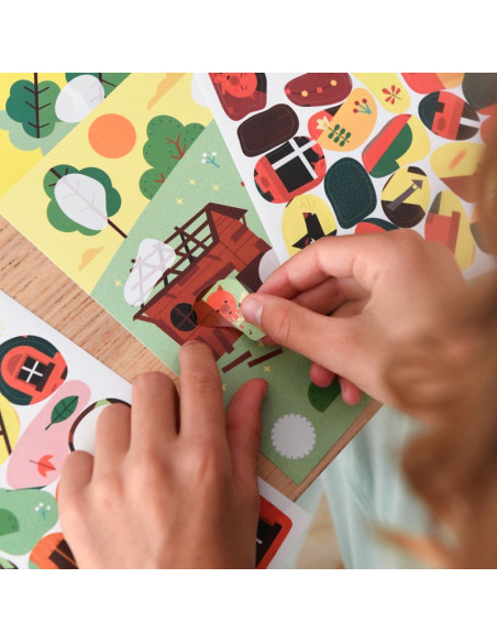 6 CARTES + 70 STICKERS - LES TROIS PETITS COCHONS