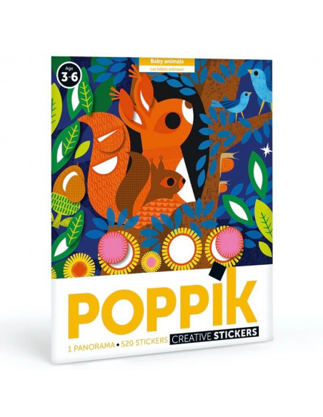 POSTER CREATIF + 520 STICKERS - BEBES ANIMAUX