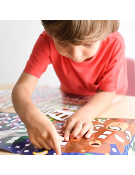 POSTER CREATIF + 520 STICKERS - BEBES ANIMAUX