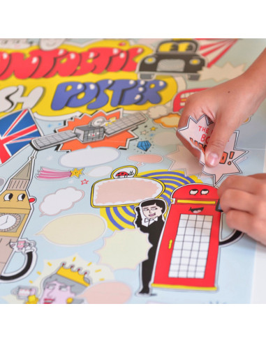 POSTER PÉDAGOGIQUE + 85 STICKERS - 100% ENGLISH