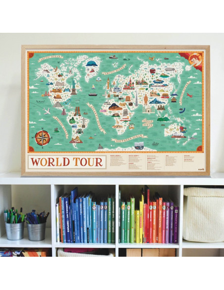 POSTER PÉDAGOGIQUE + 71 STICKERS - MONUMENTS DU MONDE