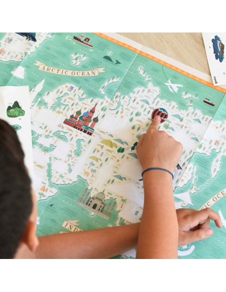 POSTER PÉDAGOGIQUE + 71 STICKERS - MONUMENTS DU MONDE