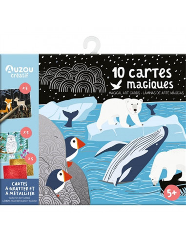 WADORN 48 Cartes à Gratter Océan – Masques Animaux Marins – Kit Arc-en-Ciel – Activité Créative Enfant