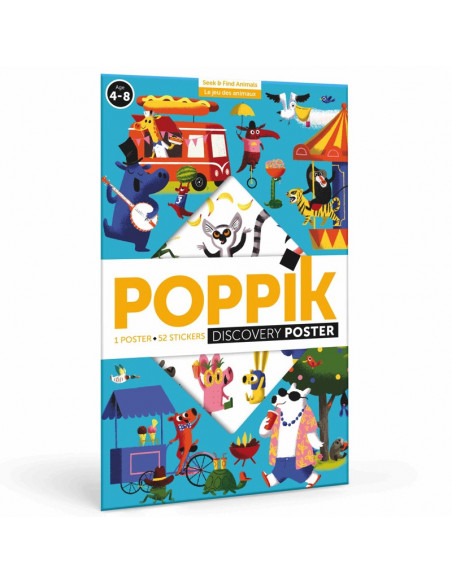POSTER PÉDAGOGIQUE + 52 STICKERS - LE JEU DES ANIMAUX