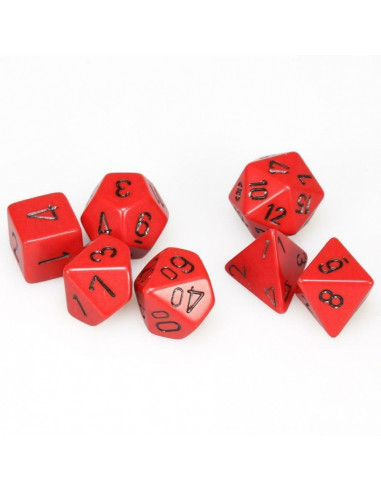 Set de 7 dés Opaque Rouge/Noir Chessex