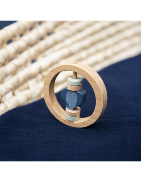 Hochet rond en bois - mrs. elephant - trixie