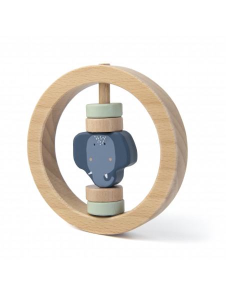 Hochet rond en bois - mrs. elephant - trixie