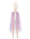 Cape arc en ciel licorne et serre tete taille 4-6 ans