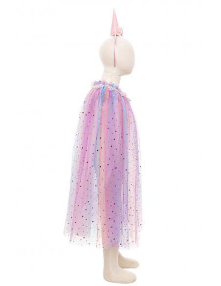 Cape arc en ciel licorne et serre tete taille 4-6 ans