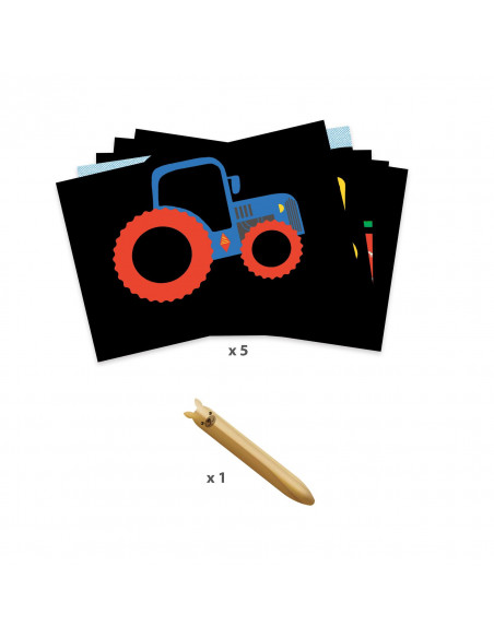 Cartes a gratter des petits - vehicules a decouvrir