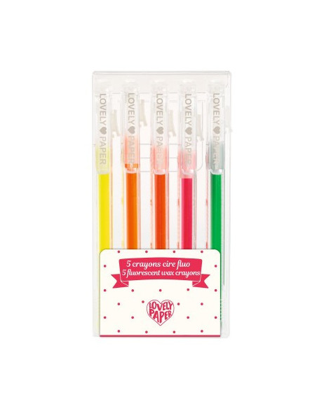 Crayons - 5 crayons cire fluo