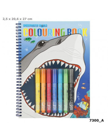 Dino world colouring book set underwater