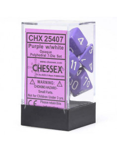 Chessex - set de 7 des opaque - violet/blanc 2