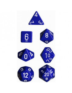 Chessex - set de 7 des opaque - bleu/blanc