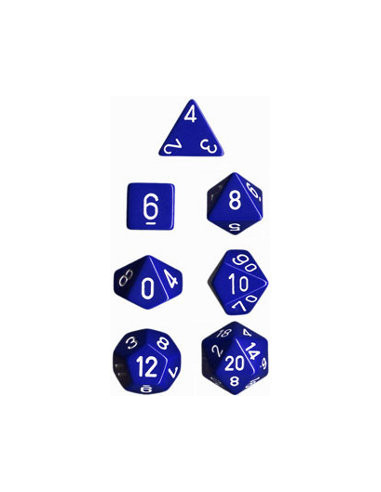 Chessex - set de 7 des opaque - bleu/blanc
