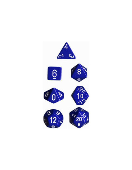 Chessex - set de 7 des opaque - bleu/blanc