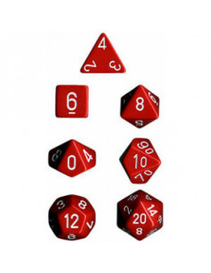 Chessex - set de 7 des opaque - rouge/blanc