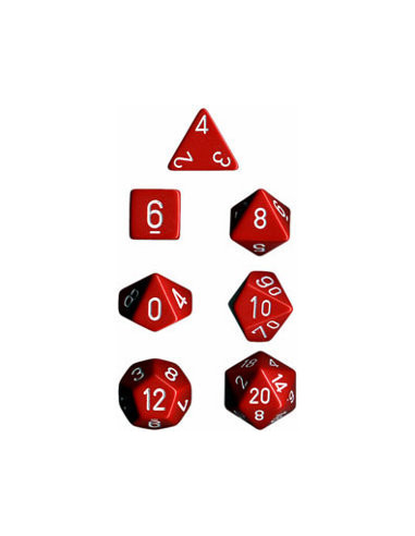 Chessex - set de 7 des opaque - rouge/blanc