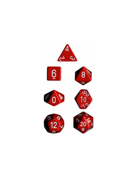 Chessex - set de 7 des opaque - rouge/blanc